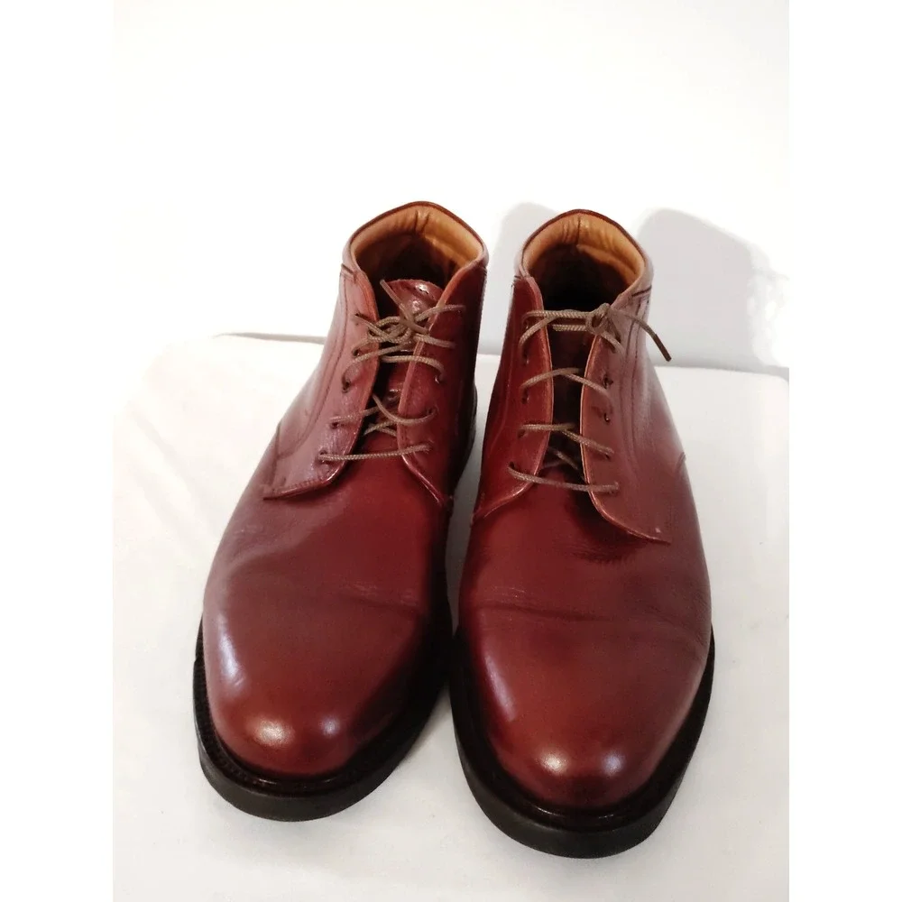 Johnston & Murphy Leather Lace‑Up Chuka Boots Brown Casual Dress Western Men 10